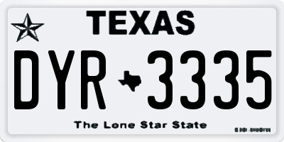 TX license plate DYR3335