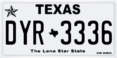 TX license plate DYR3336