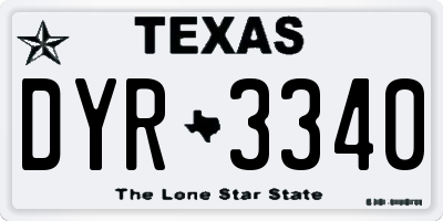 TX license plate DYR3340