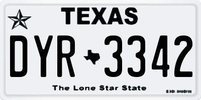 TX license plate DYR3342