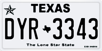TX license plate DYR3343