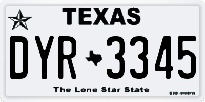 TX license plate DYR3345