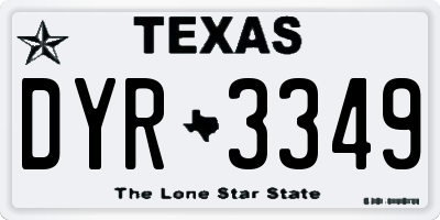 TX license plate DYR3349