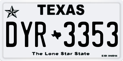 TX license plate DYR3353