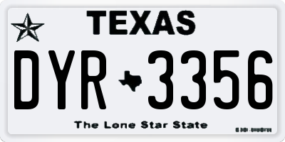 TX license plate DYR3356