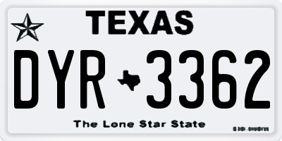 TX license plate DYR3362