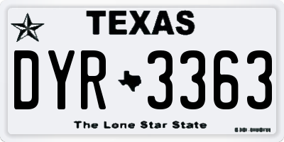 TX license plate DYR3363