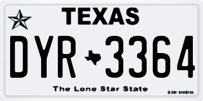 TX license plate DYR3364