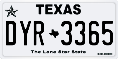TX license plate DYR3365