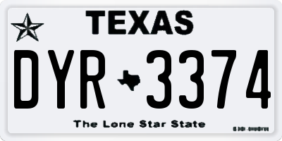 TX license plate DYR3374