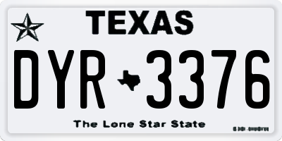 TX license plate DYR3376