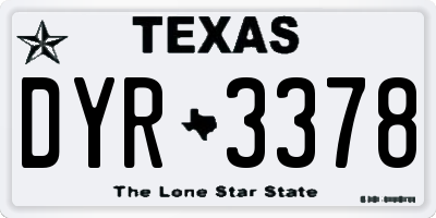 TX license plate DYR3378