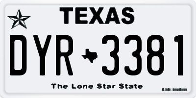 TX license plate DYR3381