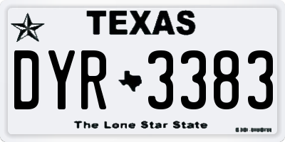 TX license plate DYR3383