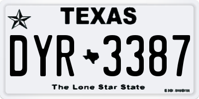 TX license plate DYR3387