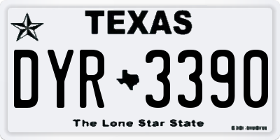 TX license plate DYR3390