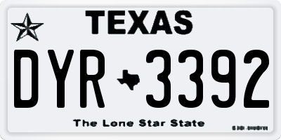 TX license plate DYR3392