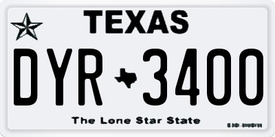 TX license plate DYR3400