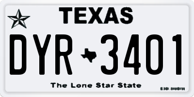 TX license plate DYR3401