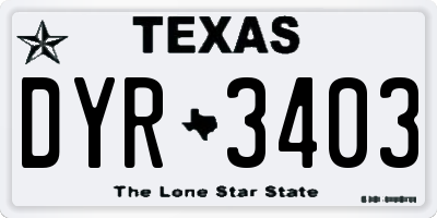 TX license plate DYR3403
