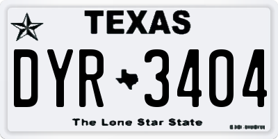 TX license plate DYR3404