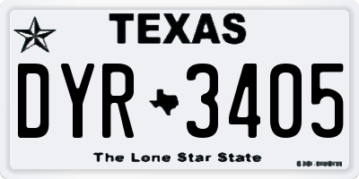 TX license plate DYR3405