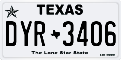 TX license plate DYR3406