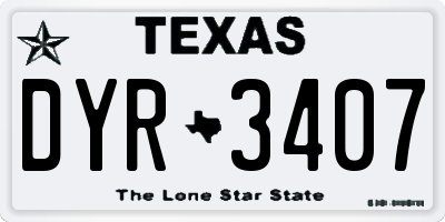 TX license plate DYR3407