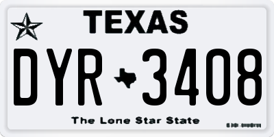 TX license plate DYR3408