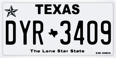 TX license plate DYR3409
