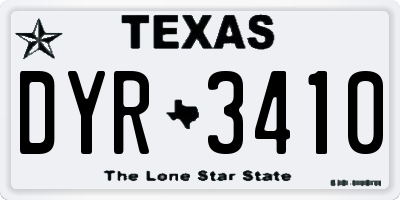 TX license plate DYR3410