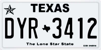 TX license plate DYR3412