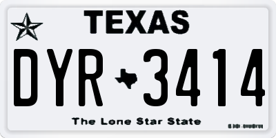 TX license plate DYR3414