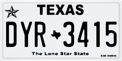 TX license plate DYR3415