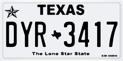 TX license plate DYR3417
