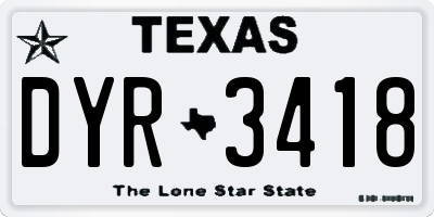 TX license plate DYR3418