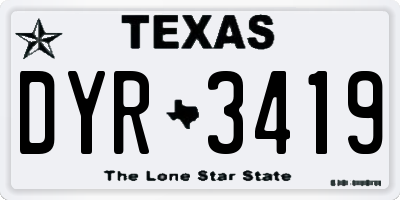 TX license plate DYR3419