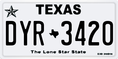 TX license plate DYR3420