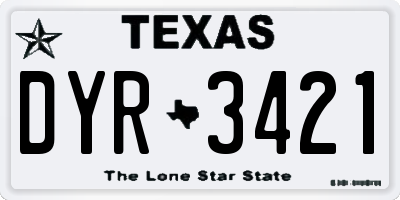 TX license plate DYR3421