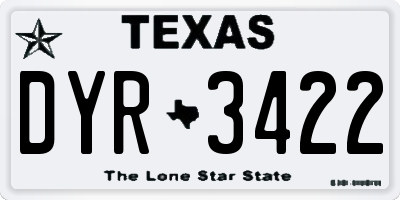 TX license plate DYR3422