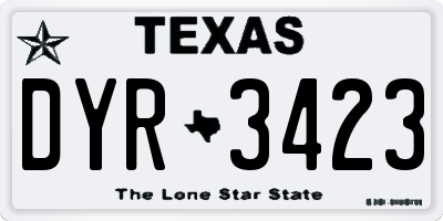 TX license plate DYR3423