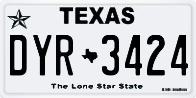TX license plate DYR3424
