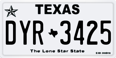 TX license plate DYR3425