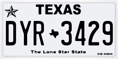 TX license plate DYR3429