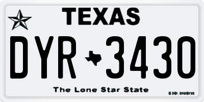 TX license plate DYR3430