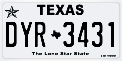 TX license plate DYR3431