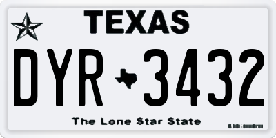 TX license plate DYR3432