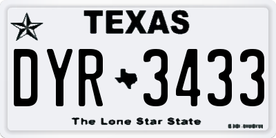 TX license plate DYR3433