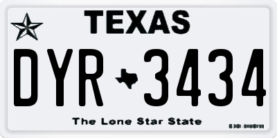 TX license plate DYR3434