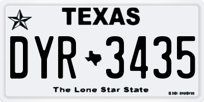 TX license plate DYR3435